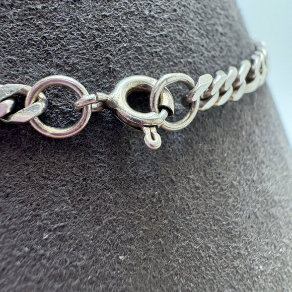 VTG Sterling Silver 925 Figaro Link Chain Bracelet Spring Ring Clasp 7.5" Length - Picture 4 of 9